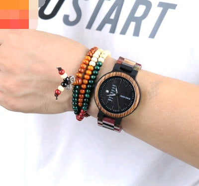 Casual wooden watch men's watch week calendar garden unique quartz watch