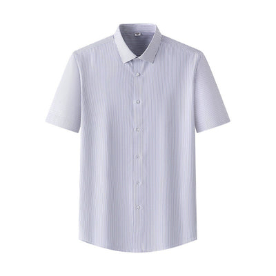 Summer New Silk Shirt Striped Short-sleeved Shirt For Men