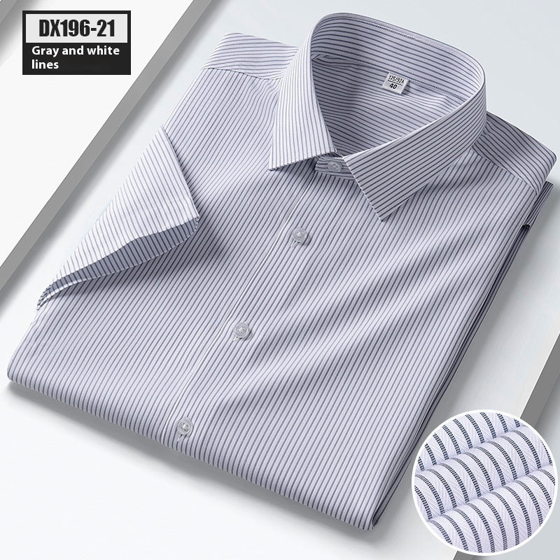 Summer New Silk Shirt Striped Short-sleeved Shirt For Men