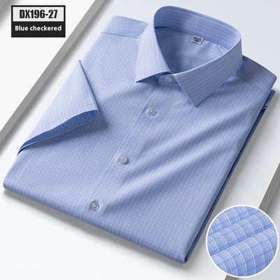 Summer New Silk Shirt Striped Short-sleeved Shirt For Men
