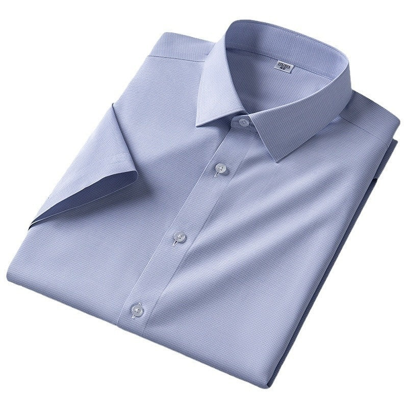Summer New Silk Shirt Striped Short-sleeved Shirt For Men