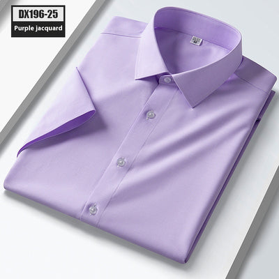 Summer New Silk Shirt Striped Short-sleeved Shirt For Men