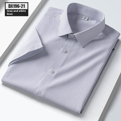 Summer New Silk Shirt Striped Short-sleeved Shirt For Men
