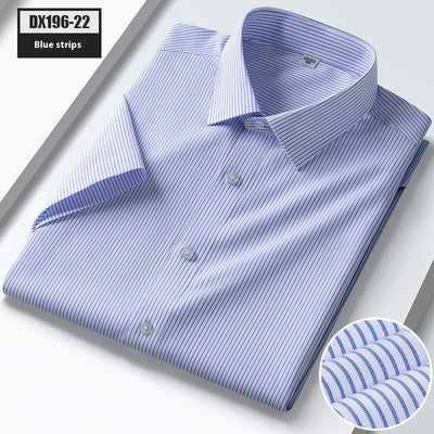 Summer New Silk Shirt Striped Short-sleeved Shirt For Men