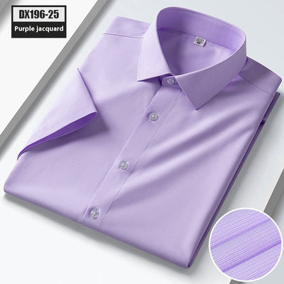 Summer New Silk Shirt Striped Short-sleeved Shirt For Men